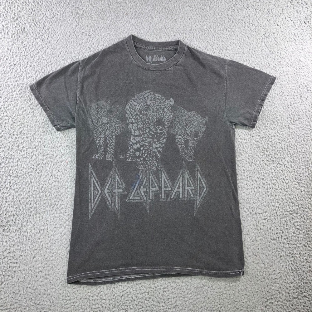 Def Leppard‎ Graphic T-Shirt Men XS Charcoal Gray Band Tee Retro Edgy Metal Rock